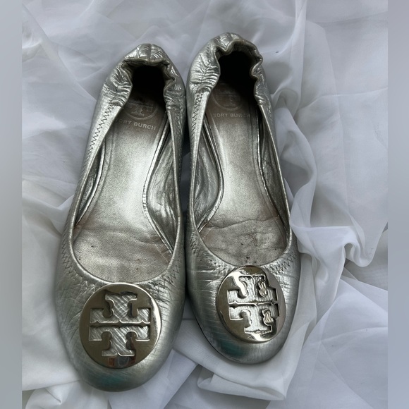 Tory Burch Shoes - Tory Burch Silver Ballet Flats